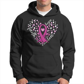 Faith Hope Love Breast Cancer Awareness Pink Ribbon Warrior Hoodie - Monsterry