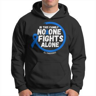 In This Family No-One Fight Alone Als Awareness Month Ribbon Hoodie - Seseable