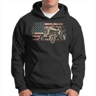 Farm Tractor Proud Farmer Patriotic American Flag Tractor Hoodie - Monsterry