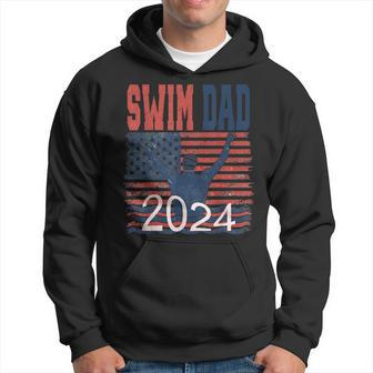 Father's Day 4Th Of July Swim Dad 2024 American Us Flag Hoodie - Thegiftio UK