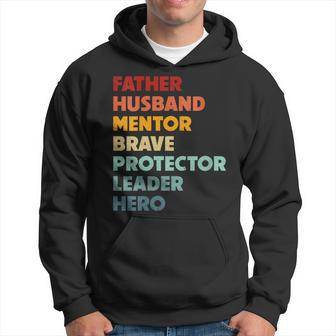 Father's Day Distressed Dad Husband Protector Leader Brave Hoodie - Thegiftio UK