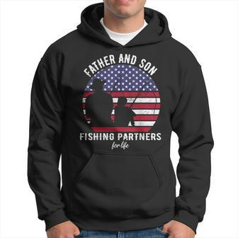 Fathers Day Fishing For Dad From Son Fishing 4Th Of July Usa Hoodie - Seseable