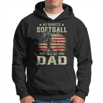 My Favorite Softball Player Calls Me Dad Vintage Fathers Day Hoodie - Monsterry CA