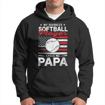 My Favorite Softball Player Calls Me Papa Father's Day Dad Hoodie - Thegiftio UK