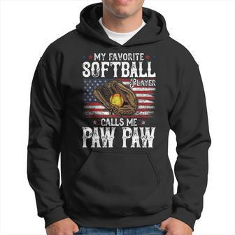 My Favorite Softball Player Calls Me Paw Paw American Flag Hoodie - Monsterry