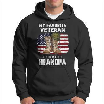 My Favorite Veteran Is My Grandpa American Flag Veterans Day Hoodie - Seseable