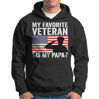 My Favorite Veteran Is My Papa Us Flag Father Veterans Hoodie - Seseable