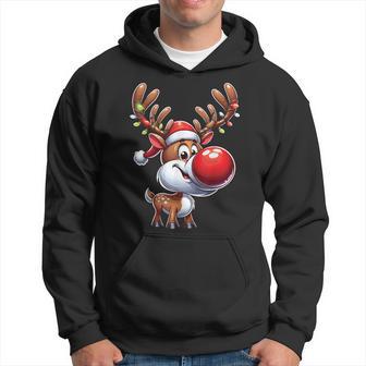 Festliches Rentier mit Leuchtender Nase Weihnachts-Hoodie, Beleuchtetes Motiv - Seseable