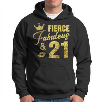 Fierce Fabulous And 21 Years Old 21St Birthday For Her Hoodie - Thegiftio UK
