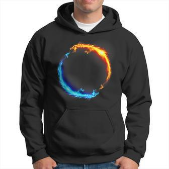 Fire And Ice Duel Dragon Hoodie - Seseable