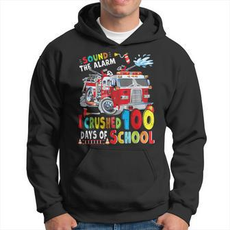 Fire Truck I Crushed 100 Day Of School Outfit Teachers Boys Hoodie - Seseable