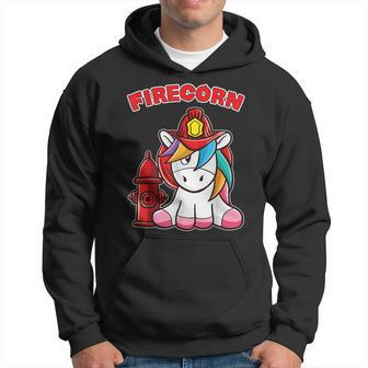 Firecorn Firefighter Unicorn With Red Fireman Helmet Fire Hoodie - Monsterry DE