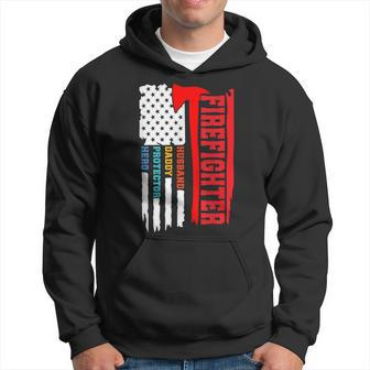Firefighter Dad Husband Daddy Protector Hero Fathers Day Hoodie - Seseable