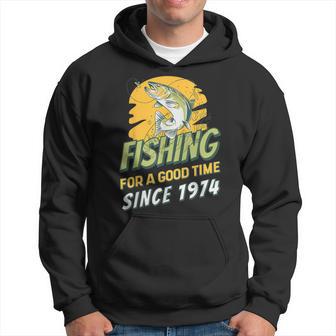 Fisherman Since 1974 Angler 50Th Birthday Fishing Hoodie - Thegiftio UK