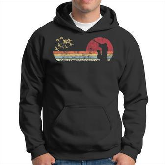 Flying Duck Hunting With Dog Retro Style Hoodie | Mazezy