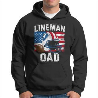 Football Lineman Dad American Flag Fathers Day 4Th Of July Hoodie - Thegiftio UK