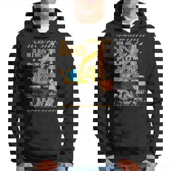 Four 4Th Birthday Boy Digger Boy Construction 4 Years Old Hoodie - Thegiftio UK