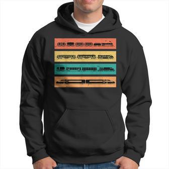 Four Trains Locomotive Express Train Retro Vintage Freight Train Hoodie - Monsterry