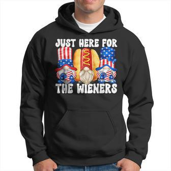 Fourth Of July Gnomes With Hot Dog Just Here For The Wieners Hoodie - Monsterry DE