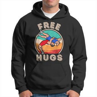 Free Hugs Wrestling Wrestling Coach Vintage Wrestle Hoodie - Monsterry UK