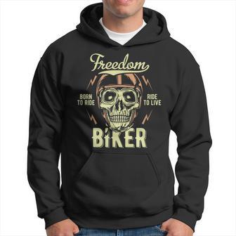 Freedom Biker Motorcycle Rider Skull Skeleton Hoodie - Monsterry AU