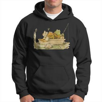 Frog & Toad Fishing Vintage Classic Book Frog Reading Book Hoodie | Seseable UK