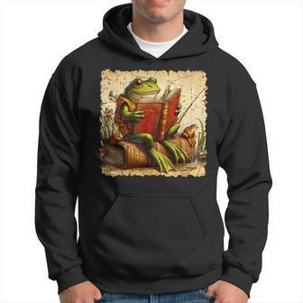Frog & Toad Fishing Vintage Classic Book Frog Reading Book Hoodie - Monsterry UK
