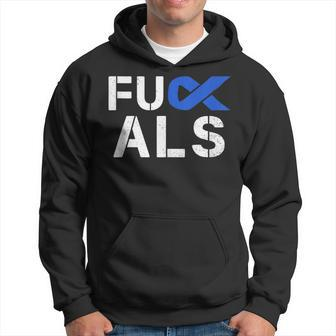 Fuck Als Awareness Month Blue Ribbon Support Squad Fighter Hoodie - Monsterry UK