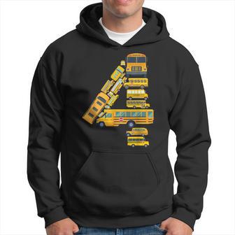 Fun School Bus 4Th Birthday Outfit 4 Year Old Boy Kid Girls Hoodie - Monsterry