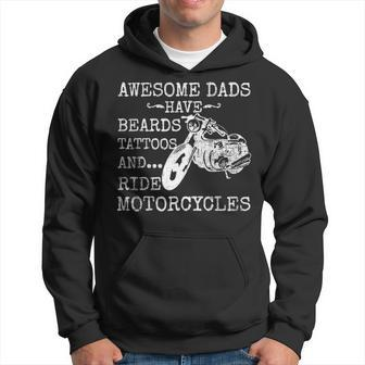 Beard Awesome Dad Beard Tattoos And Motorcycles Hoodie | Mazezy UK