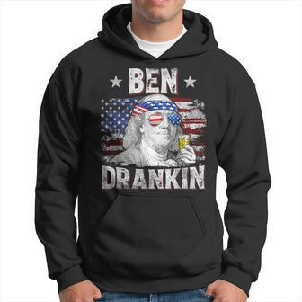 Ben Drankin 4Th Of July Usa Flag Drinking Beer Hoodie - Seseable