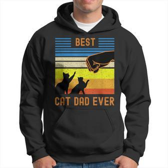 Best Cat Dad Ever Vintage Retro Cat Fist Bump Hoodie - Seseable