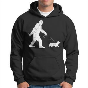 Bigfoot Sasquatch Walking Basset Hound Dog Lovers Hoodie - Monsterry