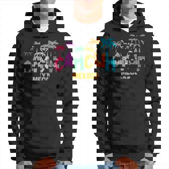 Cancun Mexico Palm Tree Colorful Typography Vacation Hoodie - Thegiftio UK