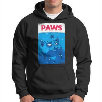Cat Paws Shark Eating Fish Take On Shark Movie Hoodie - Monsterry
