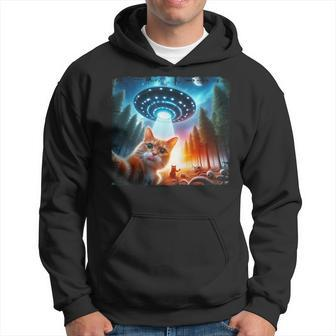 Cat Selfie With Ufos And Aliens Hoodie - Monsterry