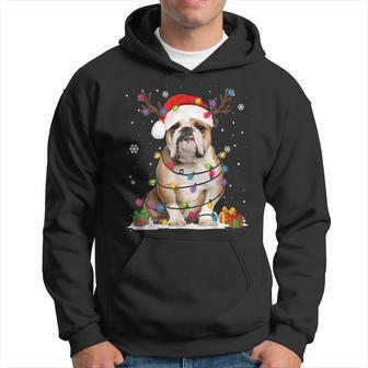 English Bulldog Dog Tree Christmas Lights Xmas Pajama Hoodie - Thegiftio UK