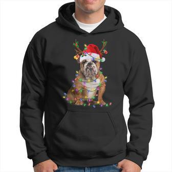 English Bulldog Dog Tree Christmas Lights Xmas Pajama Hoodie - Monsterry