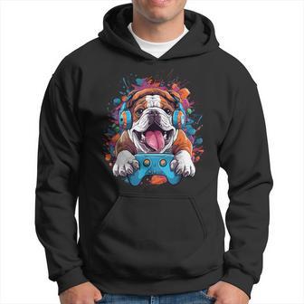 English Bulldog Gamer Cute Dog Gaming Hoodie - Thegiftio UK