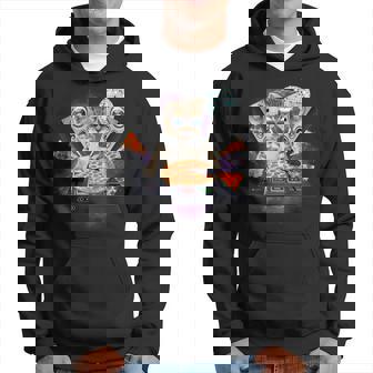 Galaxy Dj Pizza Cat Space Pizza Kitty Hoodie - Thegiftio UK