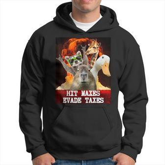 Gym Weightlifting Hit Maxes Evade Taxes Workout Meme Hoodie - Monsterry