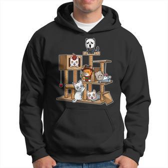 Horror Movie Kitten Playing On Cat Tree Hoodie - Monsterry CA