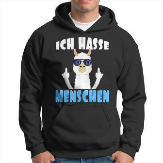 Ich Hasse Menschen Alpaca And Lama With Middle Finger S Hoodie - Seseable