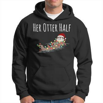 Matching Couple His And Her Otter Half Ugly Christmas Hoodie - Monsterry UK
