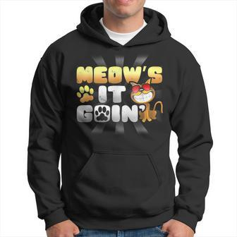 Meow's It Going Cat Pun Grinning Kitten Lover T Hoodie - Monsterry
