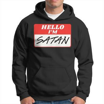Name Tag Hello I Am Satanic Gothic Soft Grunge Hoodie - Seseable