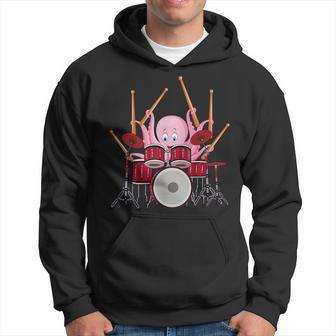 Octopus Playing Drums Musician Band Octopus Drummer Hoodie - Monsterry UK