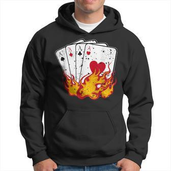 Poker 4 Aces Flames Texas Holdem Lucky Poker Hoodie - Monsterry UK
