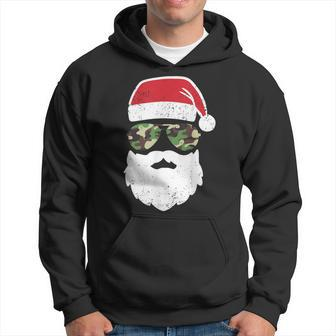 Santa Claus Face Sunglasses Camo Camouflage Hoodie - Thegiftio UK