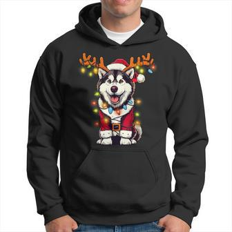 Siberian Husky Christmas Tree Lights Santa Dog Hoodie - Thegiftio UK